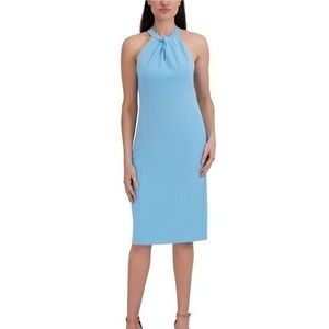 Julia Jordan Blue Twist Neck Midi Sheath Dress Size 14 New